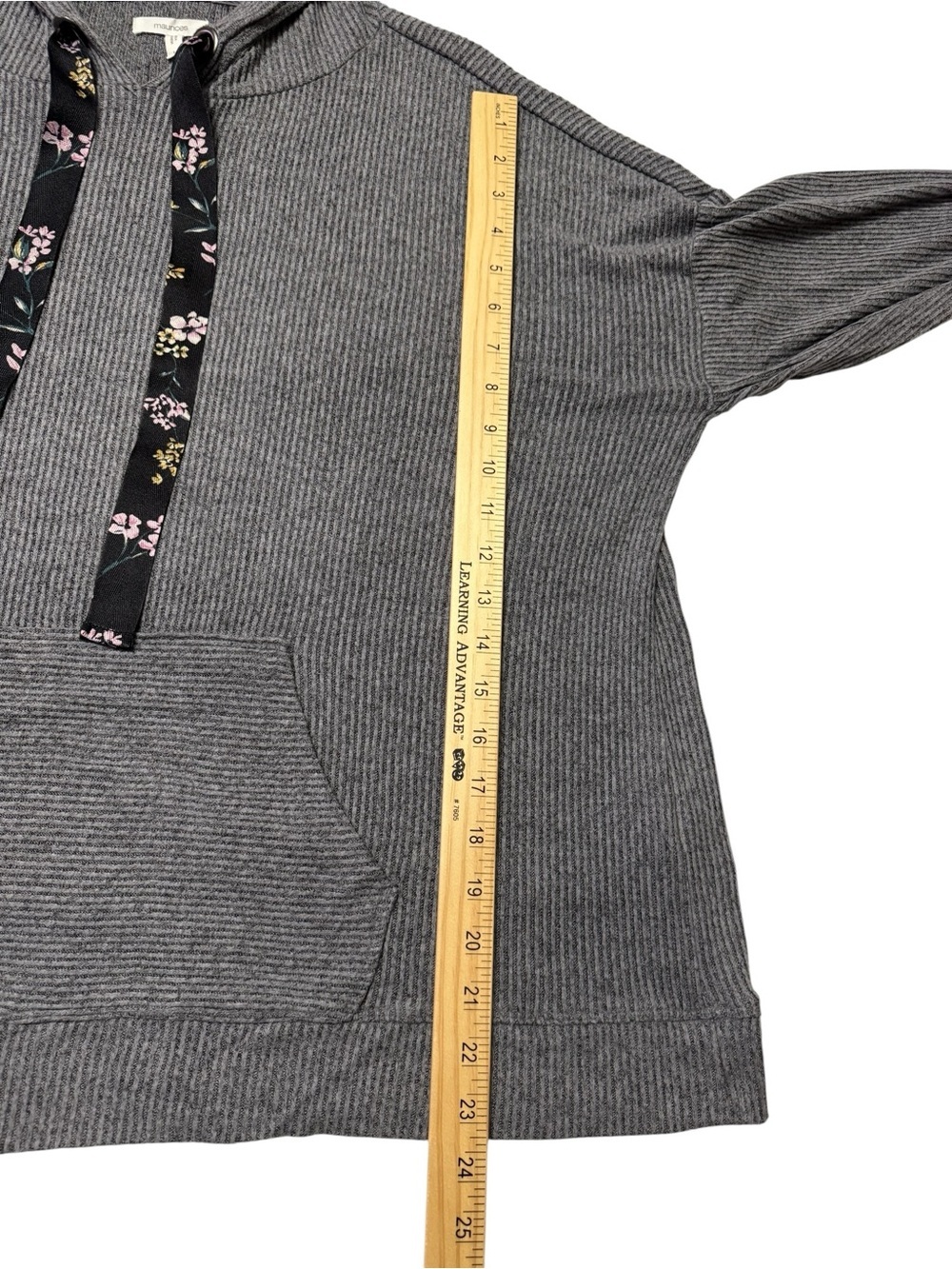 Gray Ribbed Lightweight Hoddie - Picture 8 of 8